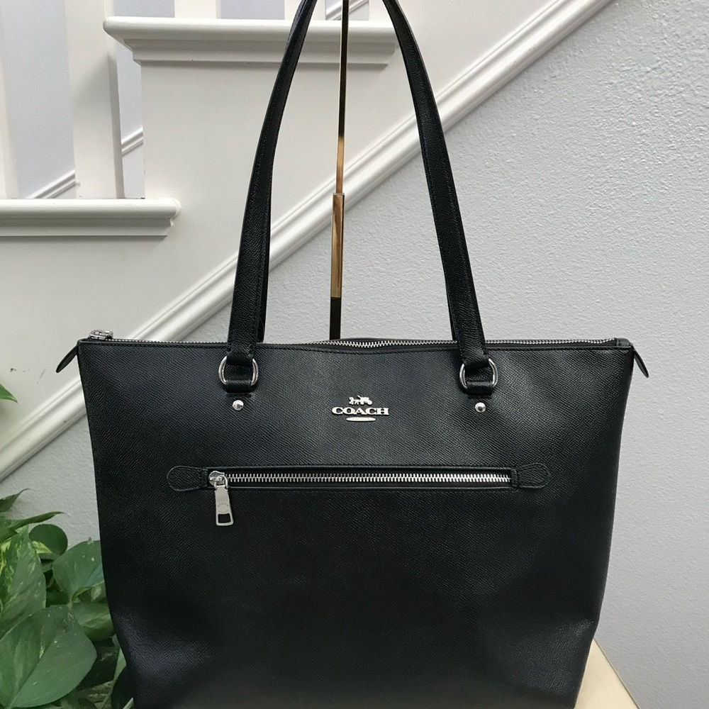Coach Black Tote with Silver Accents